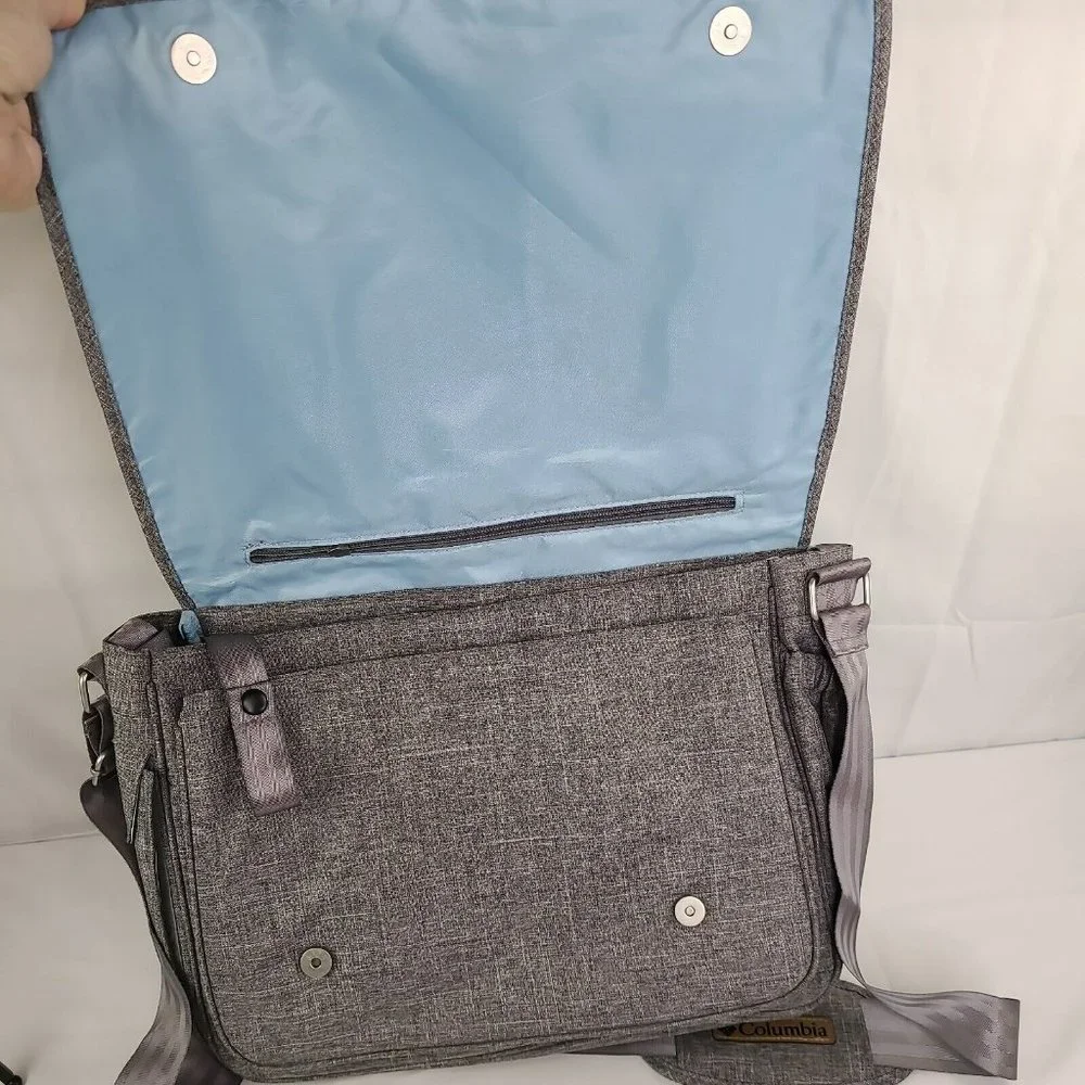 Columbia Diaper Bag Vista Hills Grey w Thermal Bottle Pocket & Removeable Pad